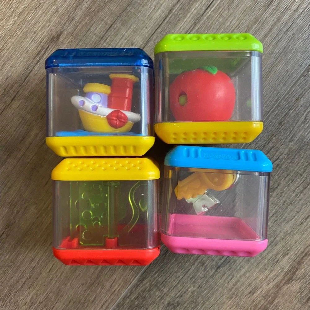 Fisher Price Peek-a-Blocks Sensory Toy Lot of 12 Vehicles Music Shapes Multi VTG